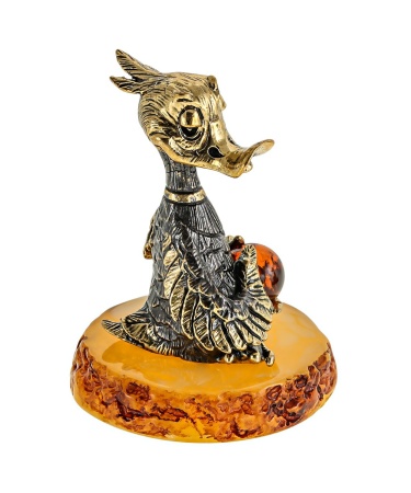 Фигурка из латуни с янтарем Утенок Аум 35х50 мм. арт. 2789