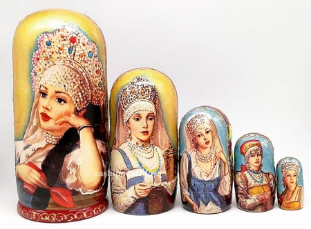 Матрешка "Русская красавица" 18 см. 5 мест арт. 777777  Матрешка "Русская красавица" 18 см. 5 мест арт. 777777