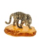 Фигурка из латуни с янтарем Тигр Саванна Охотник 50х35 мм. арт. 2911