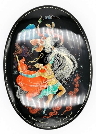 Шкатулка Холуй "Руслан и Черномор"  14х10 см. арт. 4363118