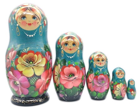 Матрешка Тверская бирюзовая 16 см. 5 мест арт. 651264