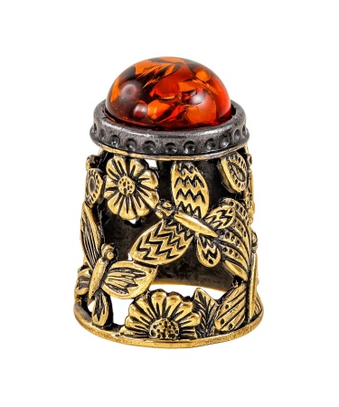 Наперсток Бабочки с кабошоном 20х30 мм. арт. 2087