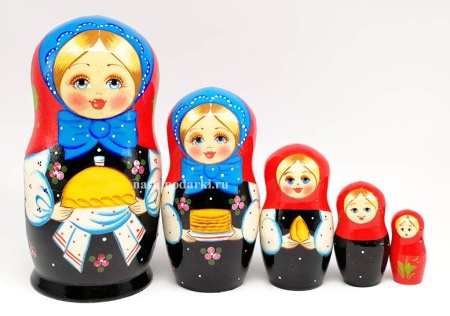 Матрешка Хлеб да соль 15 см. 5 мест арт. 555333