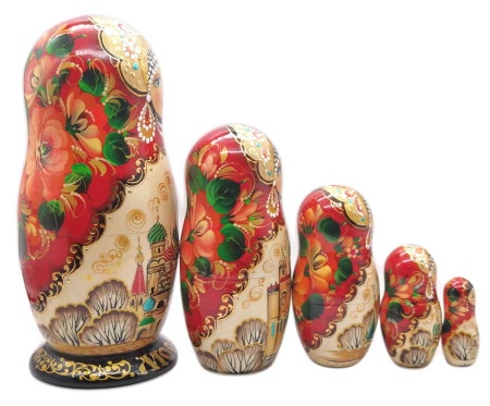 Матрешка Тверская Москва 20 см. 5 мест арт. 6892339