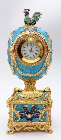 Яйцо под Фаберже музыкальное с часами "Петушок" 14 см. арт. 5732119 