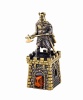 Фигурка из латуни с янтарем колокольчик Крепость с Рыцарем с топором арт. 628