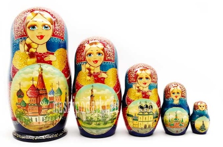Матрешка "Москва" 5 мест 18см арт. 176539  Матрешка "Москва" 5 мест 18см арт. 176539