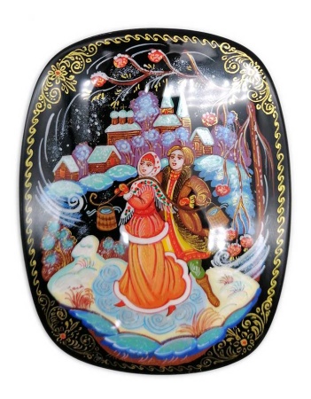 Шкатулка Палех "Встреча" 10х8 см. арт. 758677 