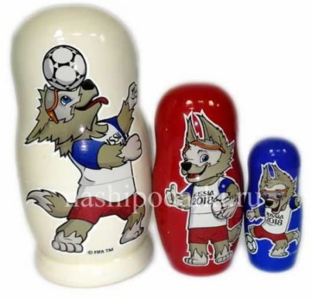 Матрешка FIFA 2018 "Забивака", 3 места, белая 