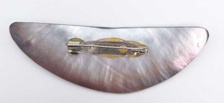 Брошка перламутр "Шиповник" 6х3 см. арт. 65522 