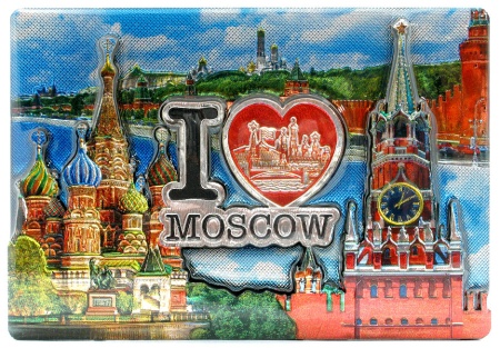 Магнит двухслойный "Храм Василия Блаженного. Я люблю Moscow" арт. 025022019K12 