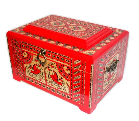 Сундук С 7024 НХП. Мезенская роспись.