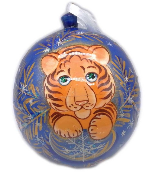 Елочный шар " Тигр" деревянный, открывающийся 10 см. арт. 68753217
