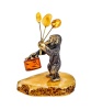 Фигурка из латуни с янтарем Обезьяна с подарком 33х48 мм. арт. 340