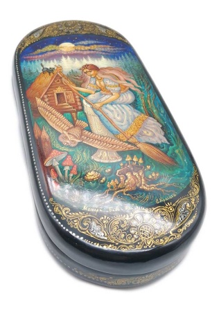 Шкатулка лаковая "Баба яга" 18х8 см. арт.