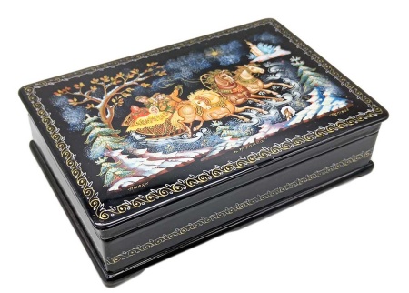 Шкатулка Палех "Тройка" 17х12 см. арт. 8573522 