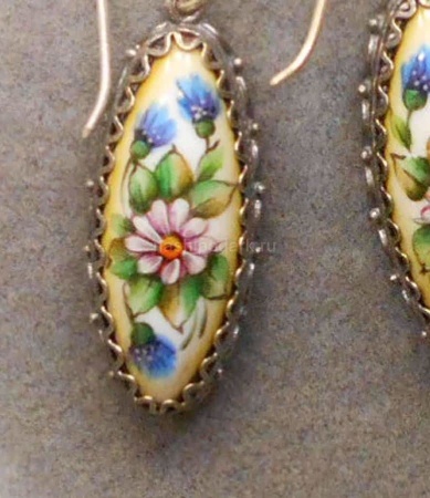 картинка Ростовская финифть Серьги арт. 1118407  картинка Ростовская финифть Серьги арт. 1118407