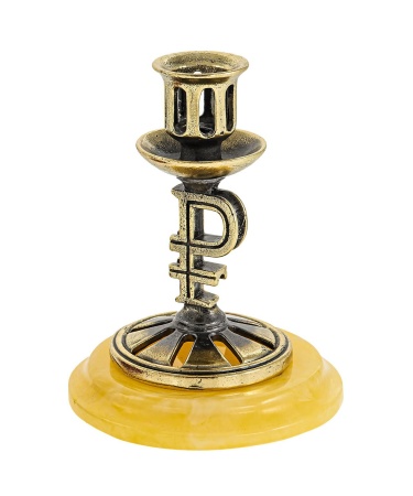 Подсвечник Рубль из янтаря 50х65 мм. арт. 2802