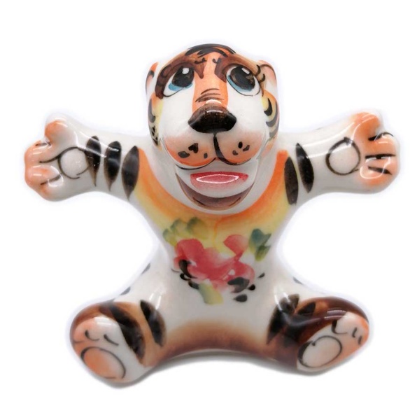 Тигр цветная гжель 7 см. арт. 6564234