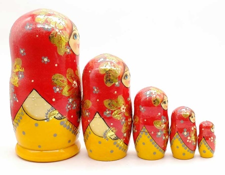 Матрешка "Золотые розы" 18 см. 5 мест арт. 962511