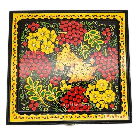 картинка Шкатулка хохлома квадрат 16х16см арт. 986327 магазин подарков