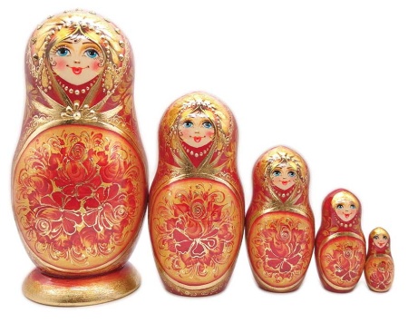 Матрешка Тверская красная 5 мест 18 см. арт. 945818