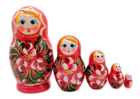 Матрешка красная 10 см. 5 мест арт. 0956722
