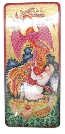 Шкатулка лаковая миниатюра Холуй "Жар-птица" 8х18 см. арт. 8874234