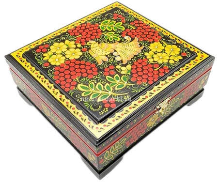 Шкатулка хохлома квадра