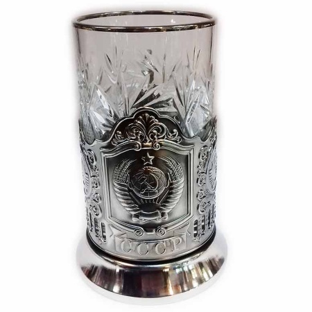 картинка Подстаканник никелированный "Герб СССР" 10х8см Арт. 2102291
