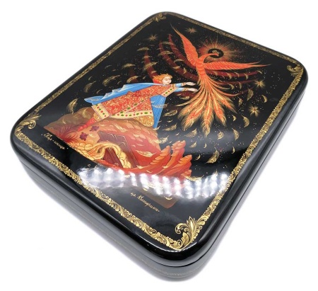 Шкатулка лаковая высокохудожественная Жар-птица 16х20 см. арт. 583218