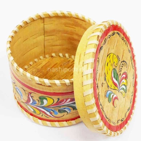 картинка Береста Туес "Птичка" 13х10см арт. 220119126 магазин русских сувениров  Наши подарки