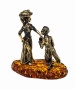 Фигурка из латуни с янтарем парочка Предложение руки и сердца 55х60 мм. арт. 967