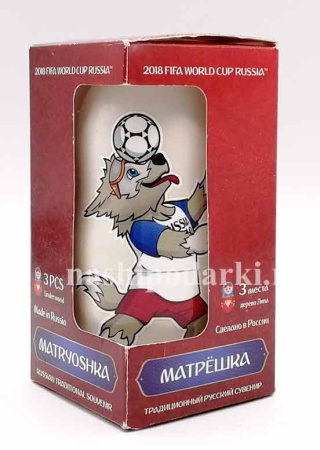 Матрешка FIFA 2018 белая 3 места 12 см. арт. 55555