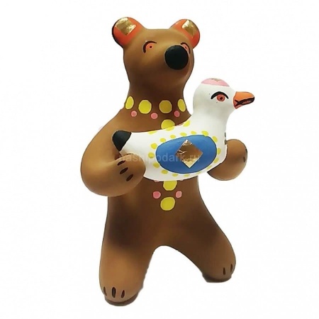 Дымковская игрушка "Медведь с уточкой" 8х5см арт. 1118165