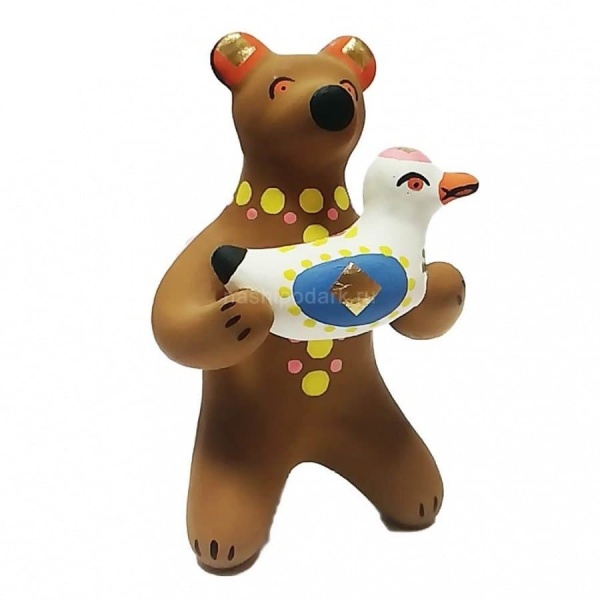 Дымковская игрушка "Медведь с уточкой" 8х5см арт. 1118165