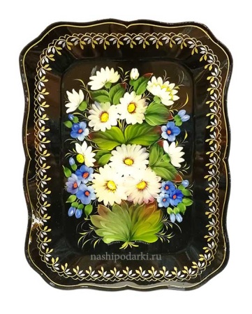 Металлический авторский поднос с цветами  33х25см арт. 8763319 