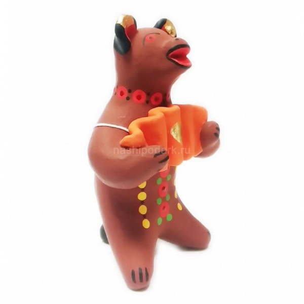 Дымковская игрушка "Медведь с гармошкой" 10х6см арт. 1118168