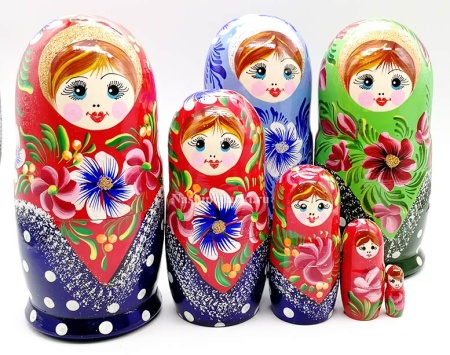 Матрешка с цветами 5 мест 16 см. арт. 777666