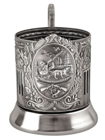 картинка Подстаканник никелированный с чернением "Охотник (Советский)"  Артикул:  НБС7408/208