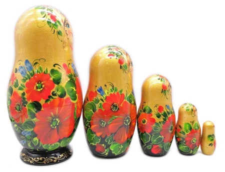 Матрешки маки 5 мест 15 см. арт. 53449