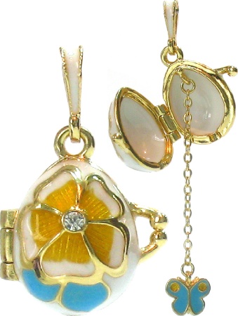 Кулон "Цветок" открывающийся желтый, белый фон арт. 121400505