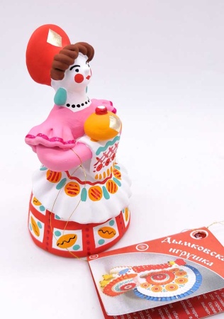 Дымковская игрушка барыня с хлебом 10 см.арт. 87533