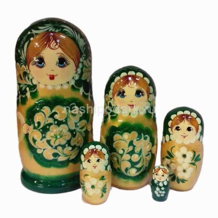 Матрешка с цветами 14см 5 мест арт. 1018000  Матрешка с цветами 14см 5 мест арт. 1018000