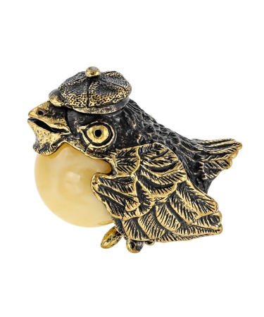 Фигурка из латуни Птица Воробей 23х30 мм. арт. 275