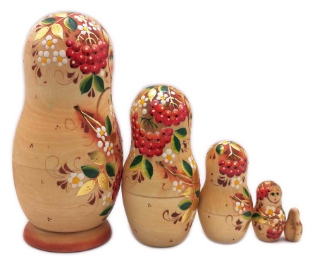 Матрешка матовая "Рябинка" 14 см. 5 мест арт. 6882423