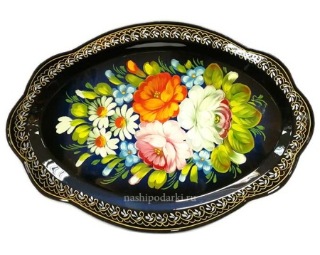  Металлический авторский поднос с цветами 33х23см арт. 876253 