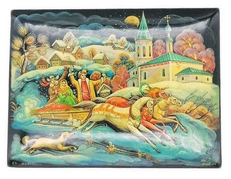 Шкатулка авторская "Эй, катанье" 12х10 см. арт. 7756322