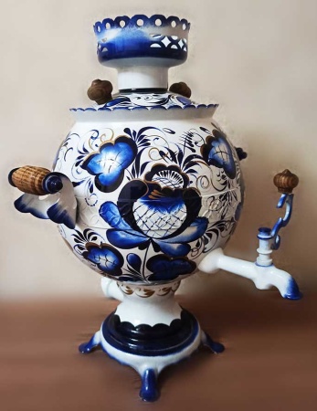 Электрический самовар с росписью "Гжель" 3 литра арт. 130656 